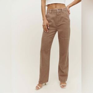 NWT REFORMATION Harrison Carpenter High Rise Straight Pants Clay Women’s Size 29